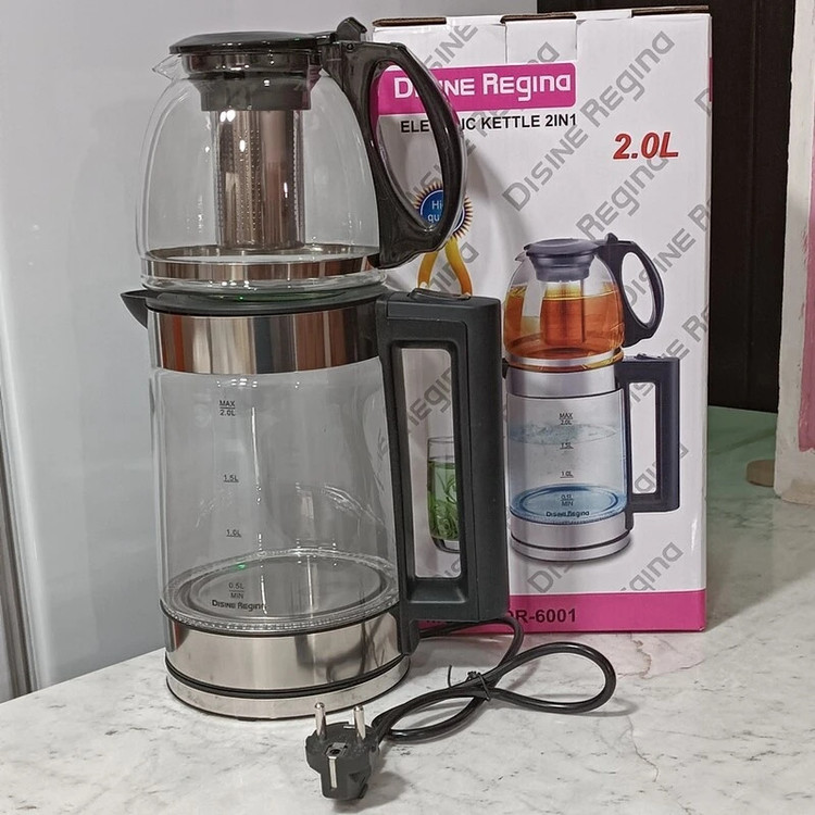 چای ساز دسینی مدل DR-6001 کتری ۲ لیتری قوری ۱ لیتری با فیلتر استیل