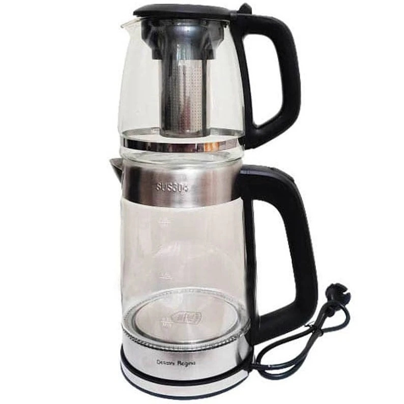 چای ساز دسینی مدل DR-6001 کتری ۲ لیتری قوری ۱ لیتری با فیلتر استیل