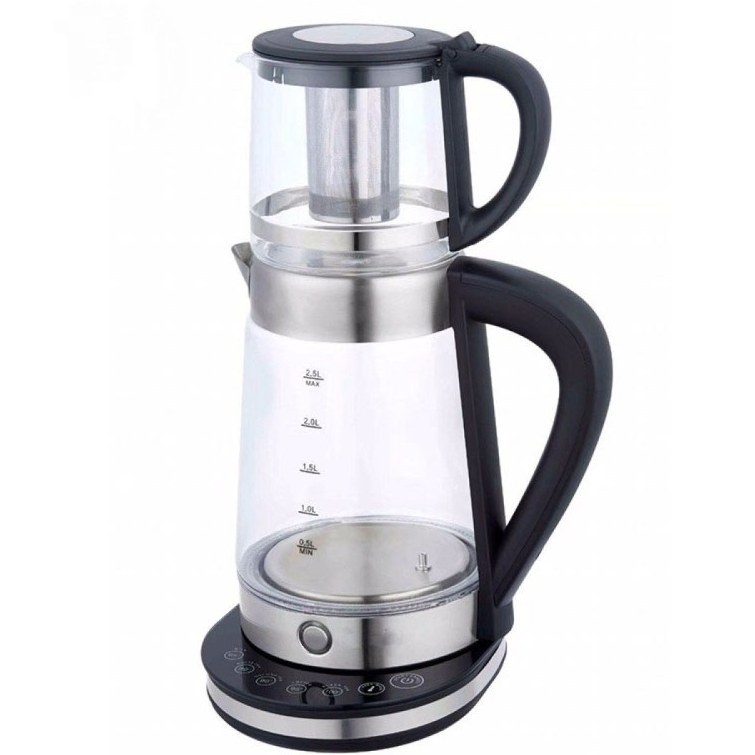 چای ساز یونیک مدل UM255 ظرفیت ۲.۵ لیتر با کتری پیرکس و پنل لمسی